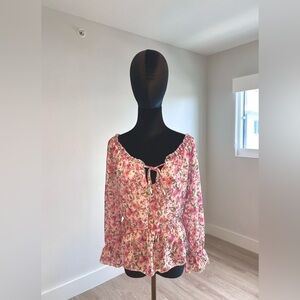 PINK&CREAM FLORAL tshirt - camisole 🌸 - elastic fabric - size M- new